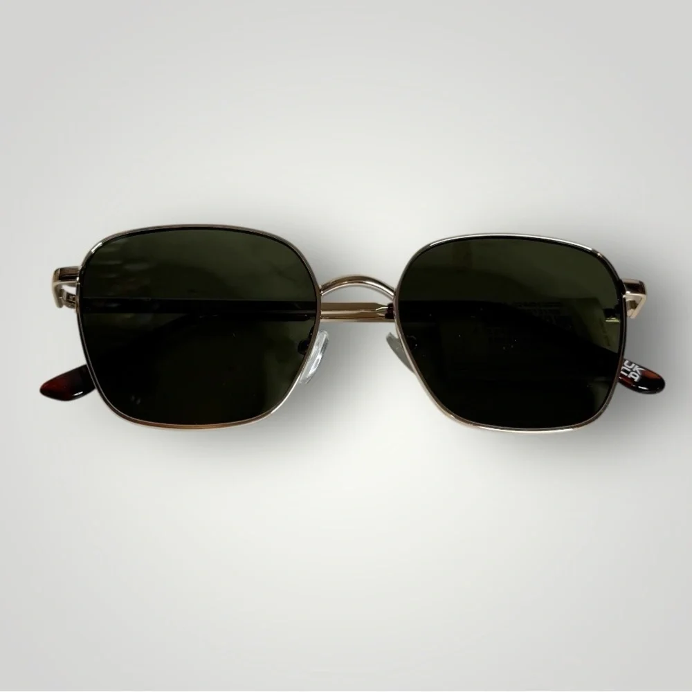 Aire Spiral Gold Square Shaped Frame Sunglasses Shatterproof Scratch Proof New